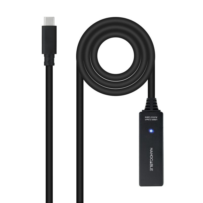 CABLE USB 3.2 Gen1 PROLONGADOR CON AMPLIFICADOR USB-C/M-H 5 M NEGRO NANOCABLE