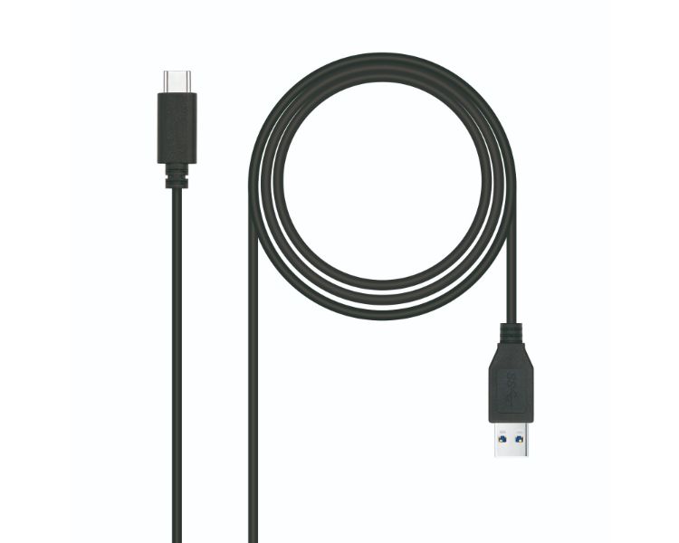 CABLE USB 3.1 GEN2 10Gbps 3A TIPO USB-C A USB-A 0.5 M NEGRO NANOCABLE