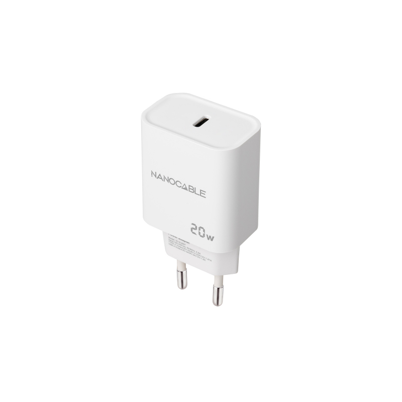 CARGADOR PARED 1XUSB-C PD 20W BLANCO NANOCABLE