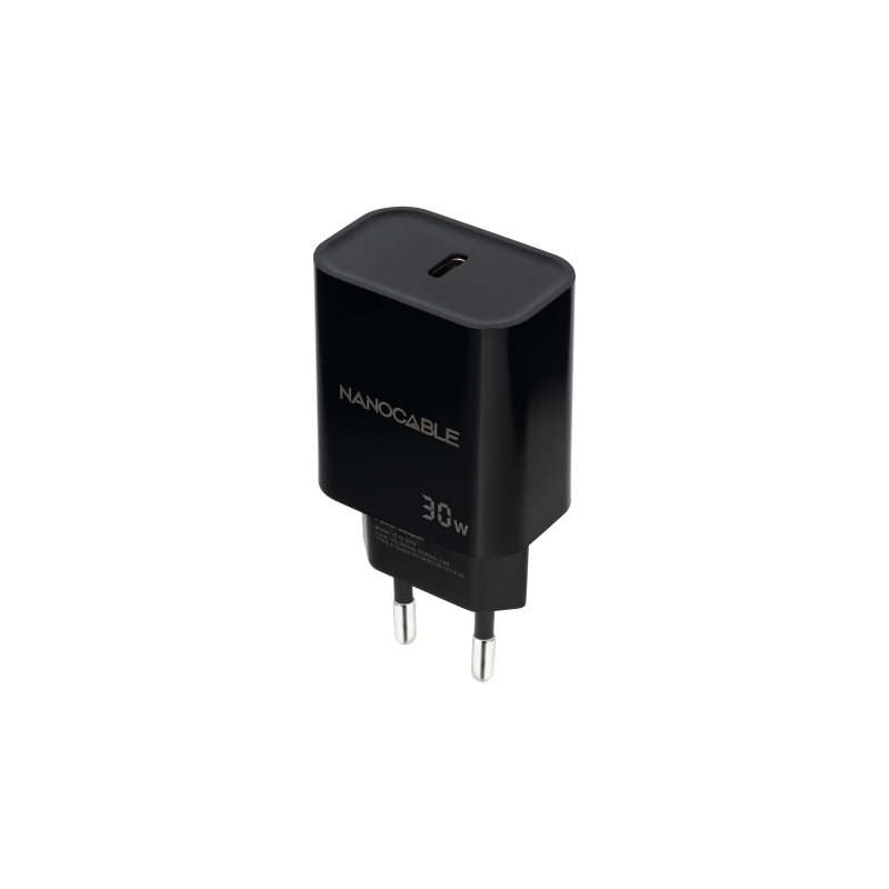 CARGADOR PARED 1XUSB-C PD 30W NEGRO NANOCABLE