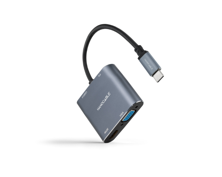 CONVERSOR USB-C A HDMI/VGA/USB 3.0/PD 15CM NANOCABLE