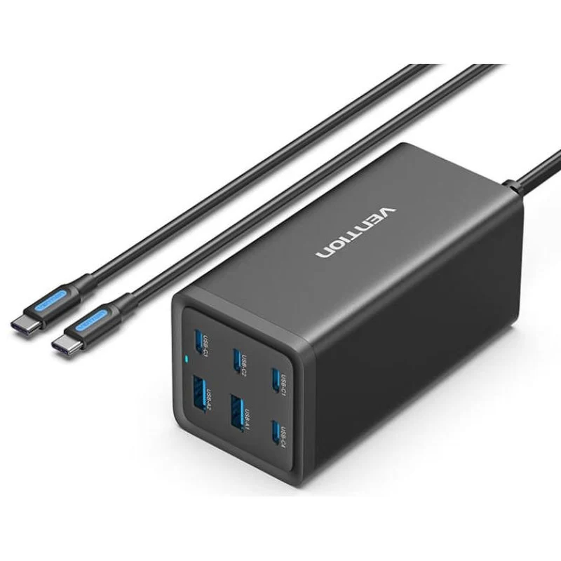 CARGADOR PARED 200W 4xUSB-C/2xUSB-A NEGRO VENTION