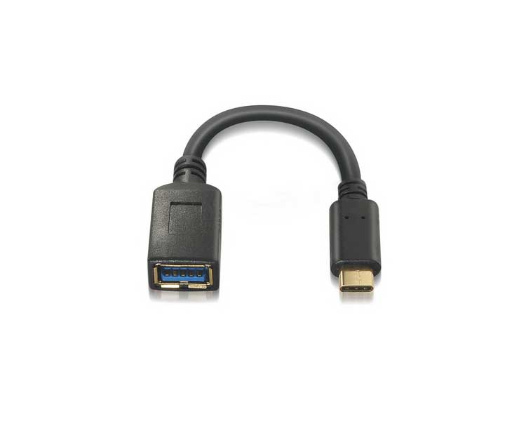 CABLE USB 3.1 GEN1 5Gbps 3A TIPO USB-C/M-A/F 15 CM NEGRO NANOCABLE