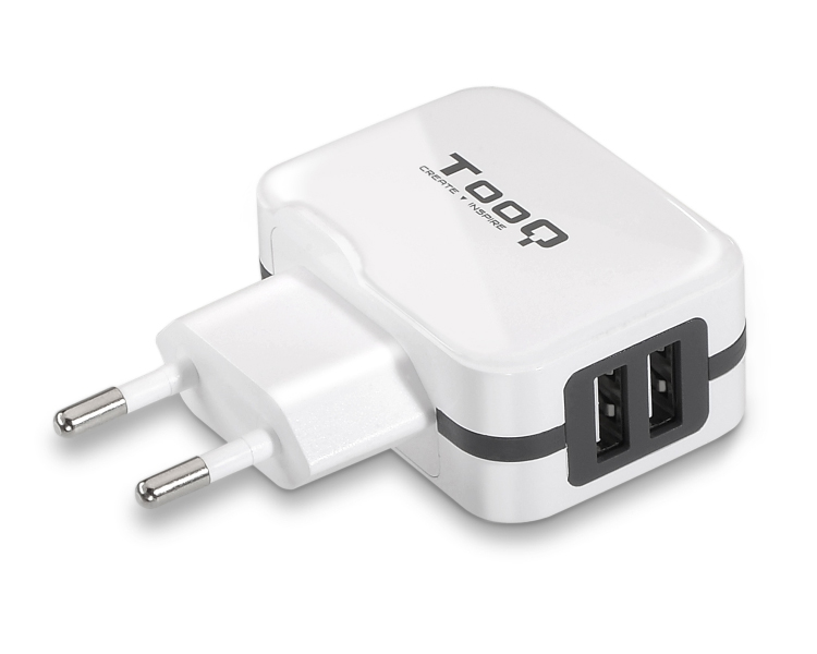 CARGADOR PARED/VIAJE USB 2xUSB (3.4A) BLANCO TOOQ