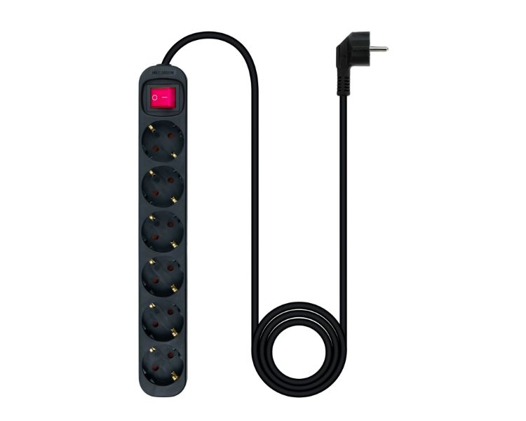 REGLETA PROTECTORA 6 TOMAS CON INTERRUPTOR NEGRO NANOCABLE