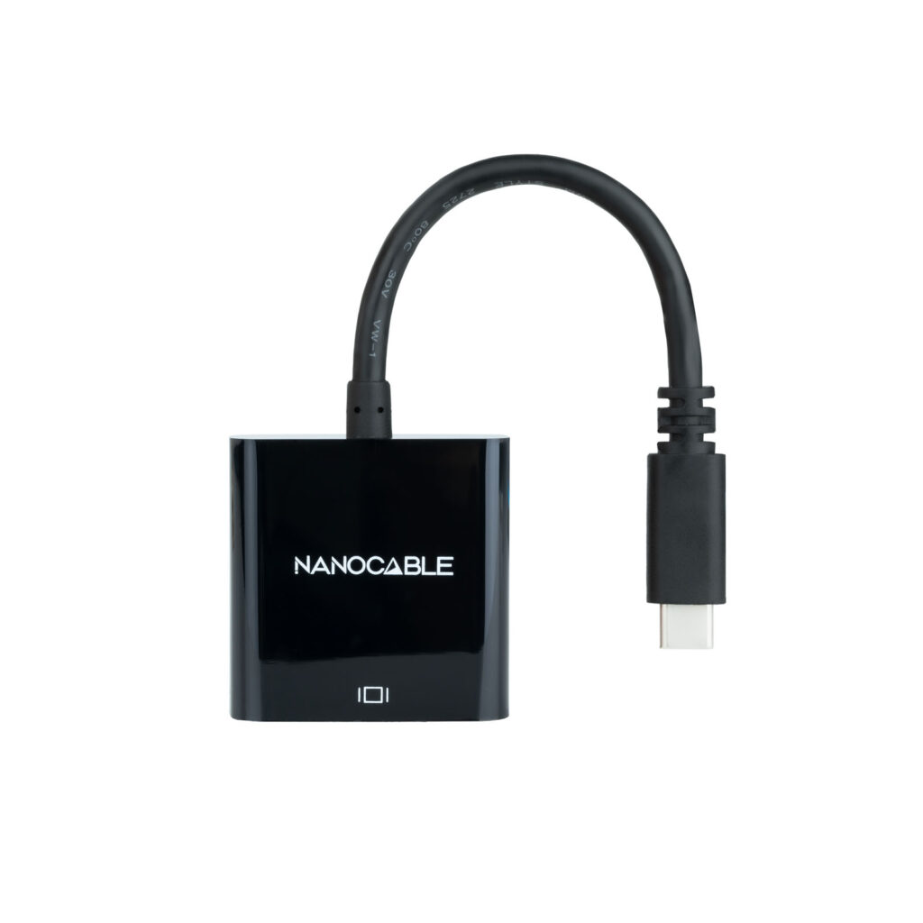 CONVERSOR USB-C A VGA. ALUMINIO 10 CM NEGRO NANOCABLE