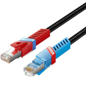 CABLE DE RED LATIGUILLO RJ45 GAMING CAT.8 SFTP AWG26 1 M NEGRO VENTION