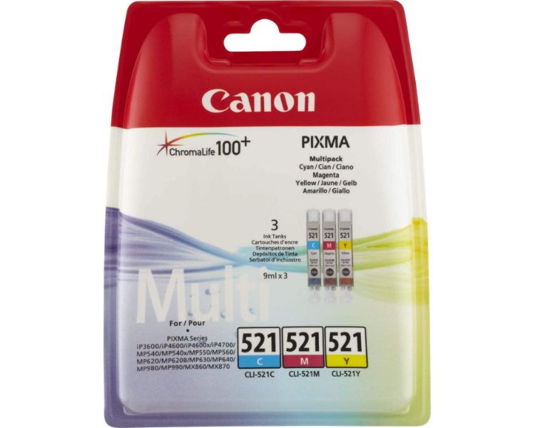 MULTIPACK 3 CARTUCHOS CANON TINTA CLI-521 C/M/Y