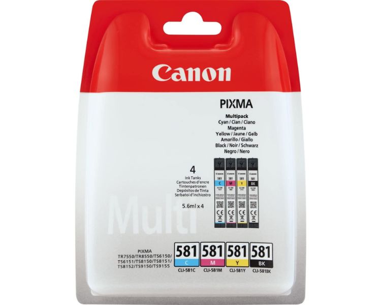MULTIPACK 4 CARTUCHOS CANON TINTA CLI-581 BK/C/M/Y