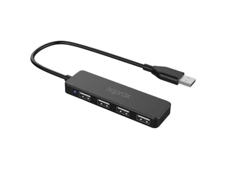 HUB 4 PUERTOS USB 2.0 NEGRO APPROX