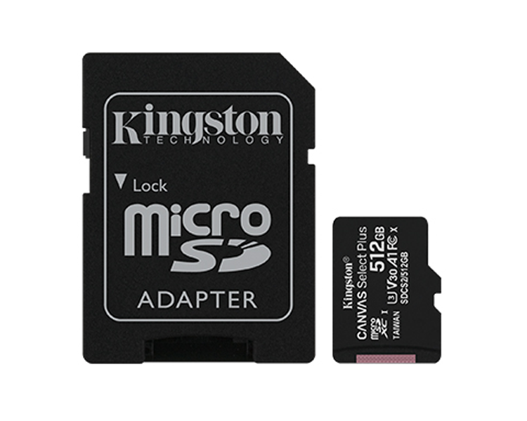 MICRO SD 512 GB CANVAS SELECT PLUS  1 ADAP. CLASS 10 KINGSTON
