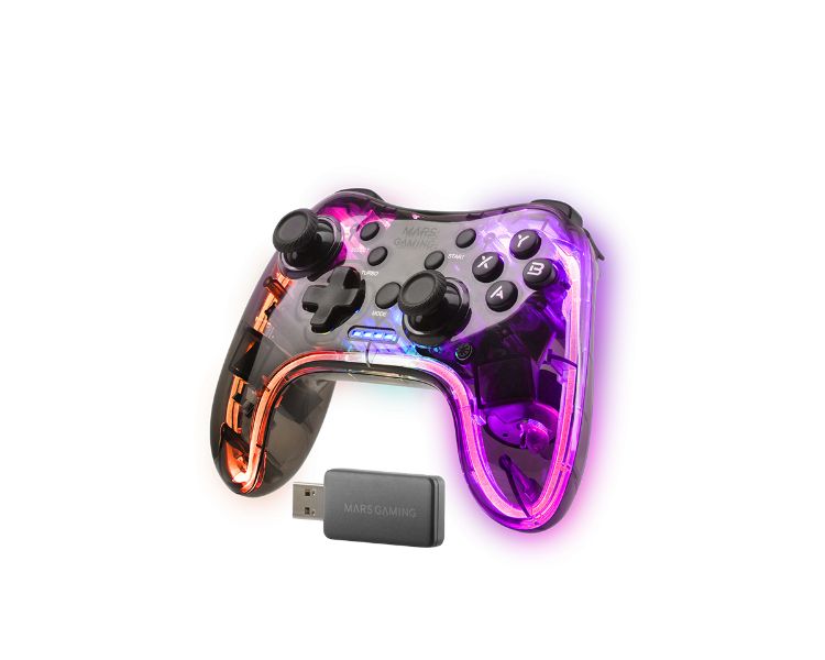 GAMEPAD WIRELESS MGP-24 NEON RGB NEGRO MARS GAMING