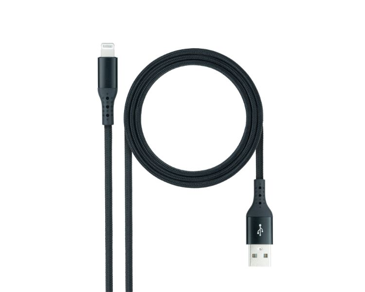 CABLE LIGHTNING A USB 2.0 1 M NEGRO MALLADO NANOCABLE