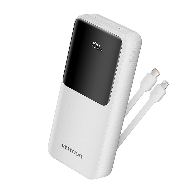 POWER BANK 20000mAh 22.5W + CABLE USB-C/LIGHTNING BLANCO VENTION