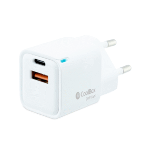 CARGADOR PARED/VIAJE 3.0 GaN USB-C/PD + USB-A 20W BLANCO COOLBOX