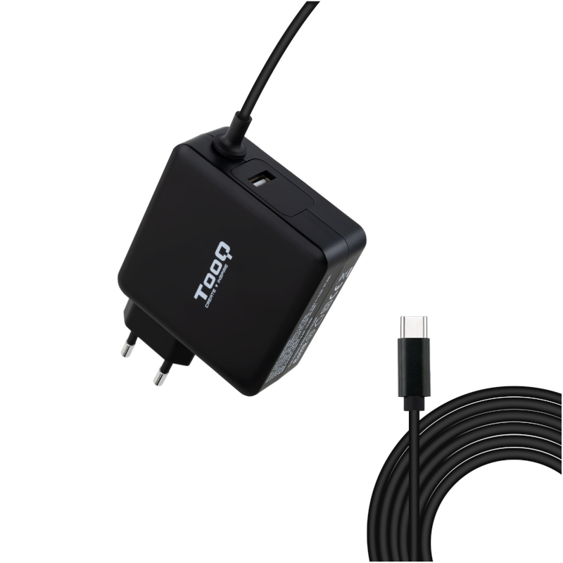 CARGADOR PORTATIL USB-C TOOQ PD3.0 65W NEGRO  TQLC-USBC65PD