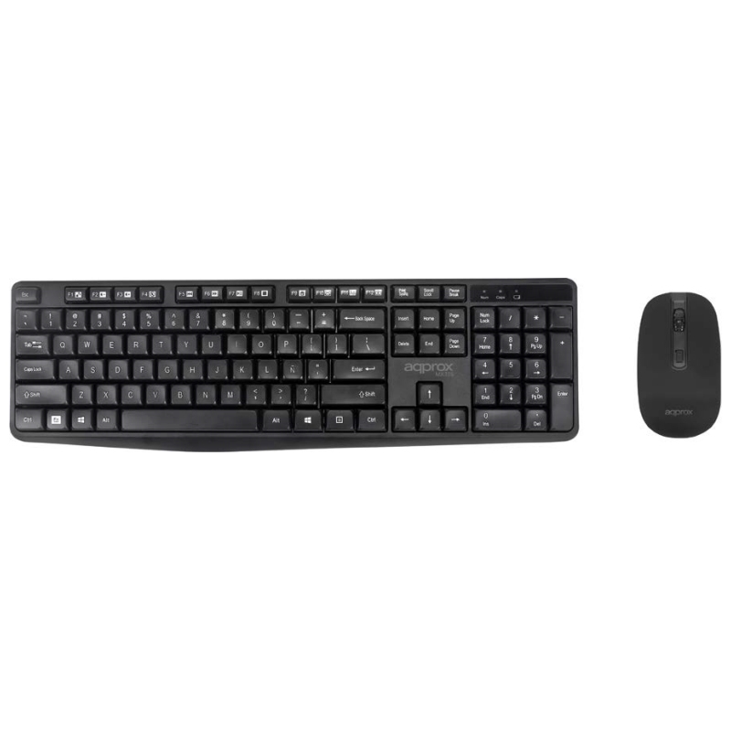TECLADO Y MOUSE APPROX WIRELESS MX335 2.4GHZ USB APPROX COLOR NEGRO