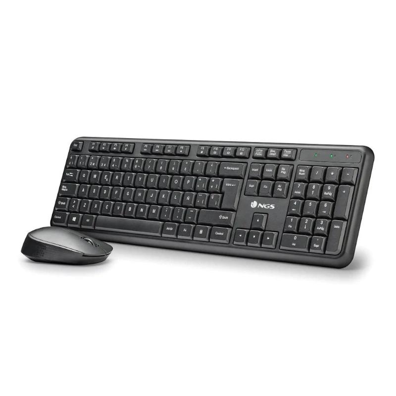 TECLADO Y MOUSE NGS WIRELESS HARMONYKIT 12 TECLAS MULTIMEDIA 1200dpi COLOR NEGRO