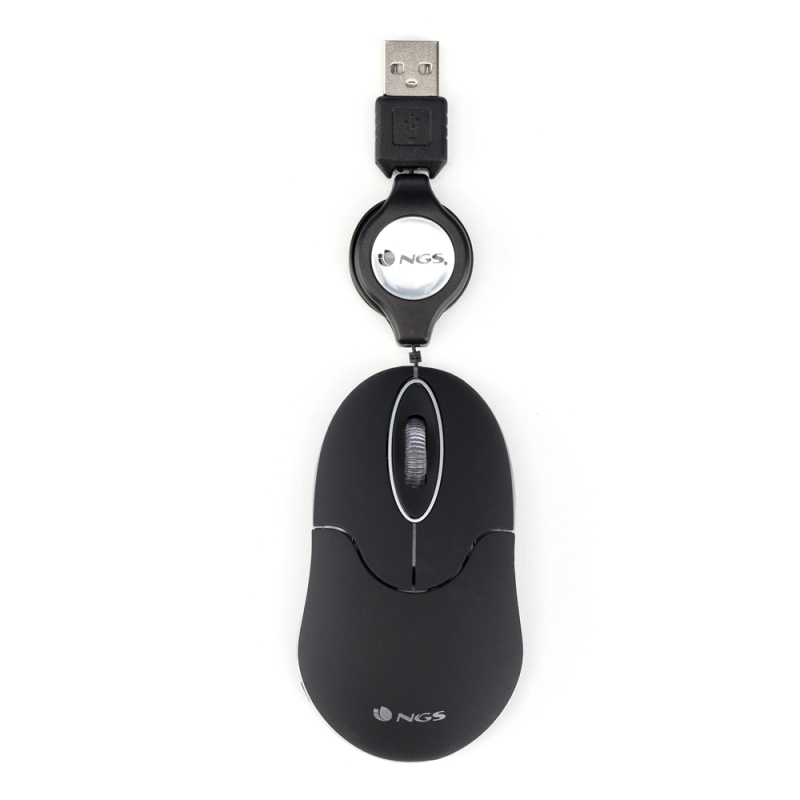 MOUSE NGS NEGRO PARA PORTÁTIL CON CABLE RETRÁCTIL NGS SIN BLACK