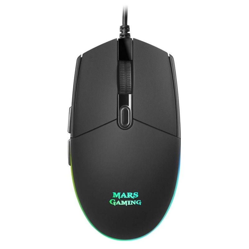 MOUSE MARS GAMING RGB MMG BLACK 3200DPI 6 BOTONES ILUMINACION FLOW SWITCHES HUANO