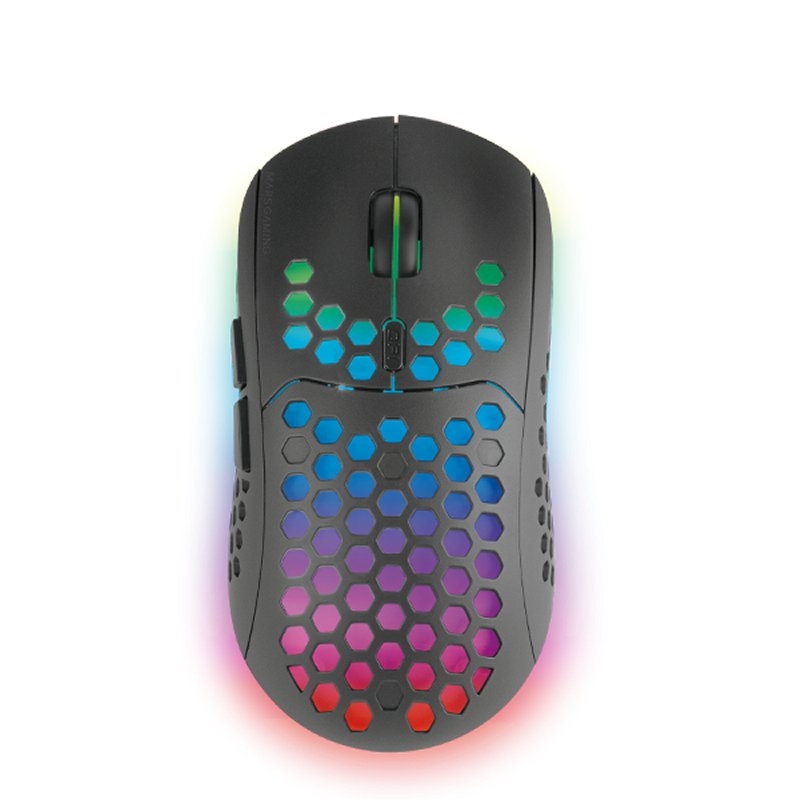 MOUSE MARS GAMING WIRELESS RGB MMW3 BLACK USB 2.4G BATERIA RECARGABLE 3200DPI ULTRALIGERO HIVE ILUMI
