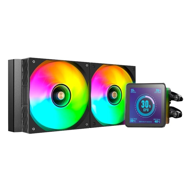 SISTEMA DE REFRIGERACION LIQUIDA MARS GAMING MLVISIONPRO240 NEGRO 2x120mm ARGB TPD 500W LCD