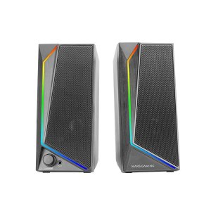 ALTAVOCES 2.0 MARS GAMING MS72 BLACK 15W JACK 3.5mm ILUMINACION RGB CONTROL DE VOLUMEN ENTRADA JACK