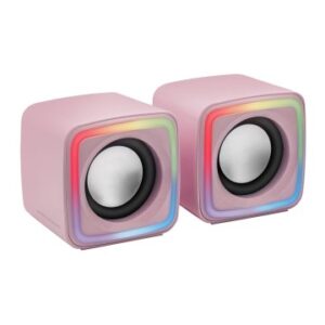 ALTAVOCES 2.0 MARS GAMING MSCUBE PINK 8W RMS SONIDO DSP ESPACIAL ILUMINACION RGB