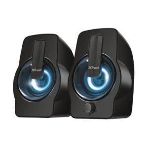 ALTAVOCES 2.0 TRUST 2.0 GEMI RGB 12W RMS ILUMINACION LED ALIMENTADOS POR USB COLOR NEGRO 22948