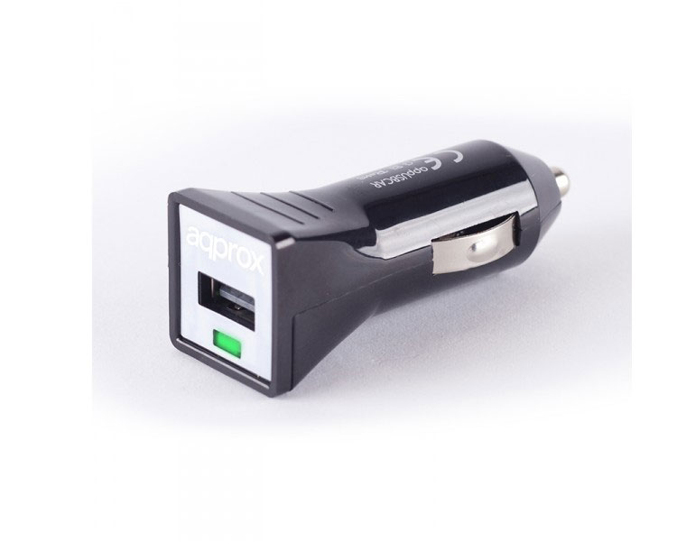 CARGADOR USB PARA COCHE 1A DESIGN NEGRO APPROX