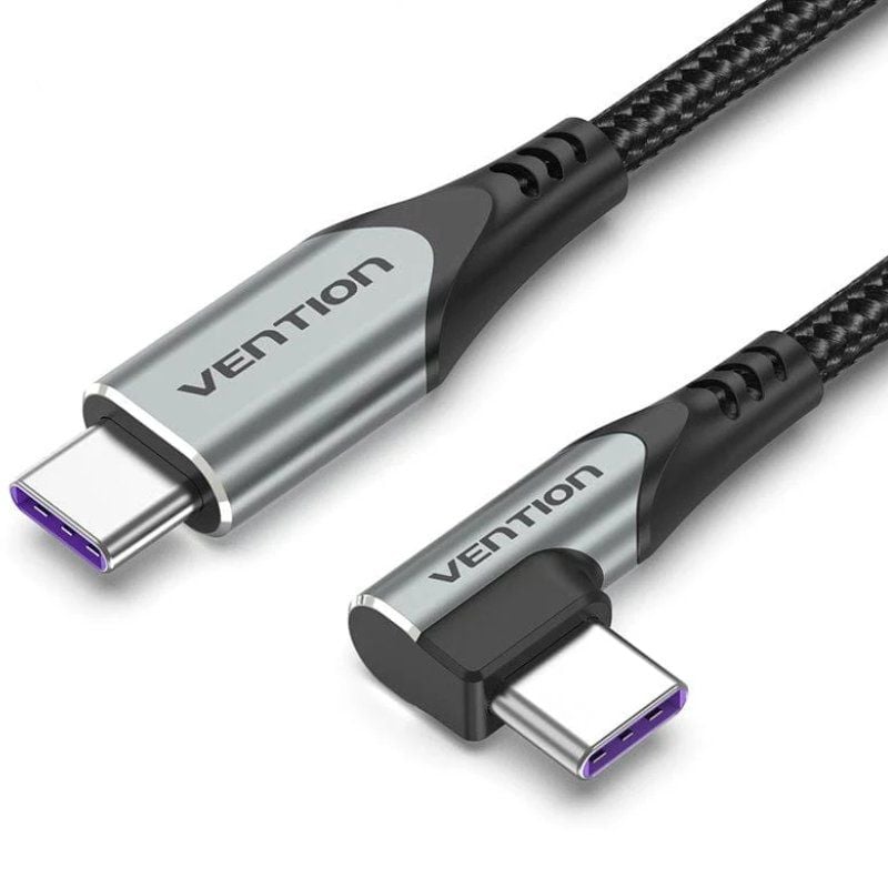 CABLE USB-C/M ANGULO RECTO A USB-C/M 0.50 M 100W GRIS VENTION