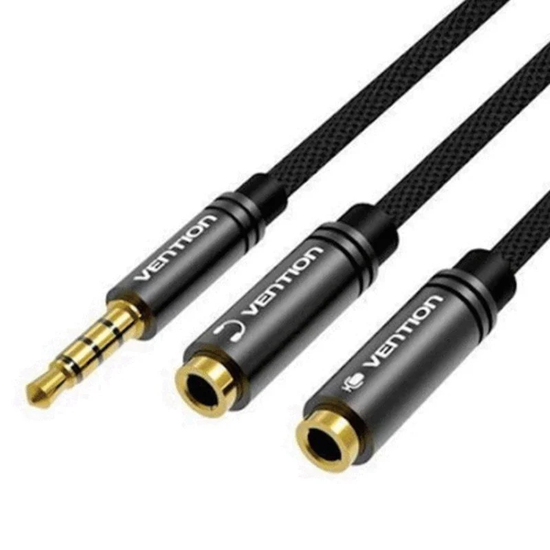 CABLE AUDIO ESTEREO JACK 3.5/M 2xJACK 3.5/H 0.3 M NEGRO VENTION