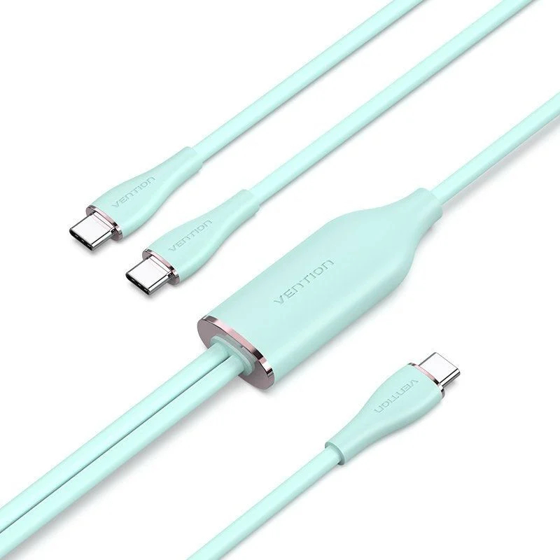 CABLE USB-C/M A 2xUSB-C/M 1.5 M VERDE VENTION