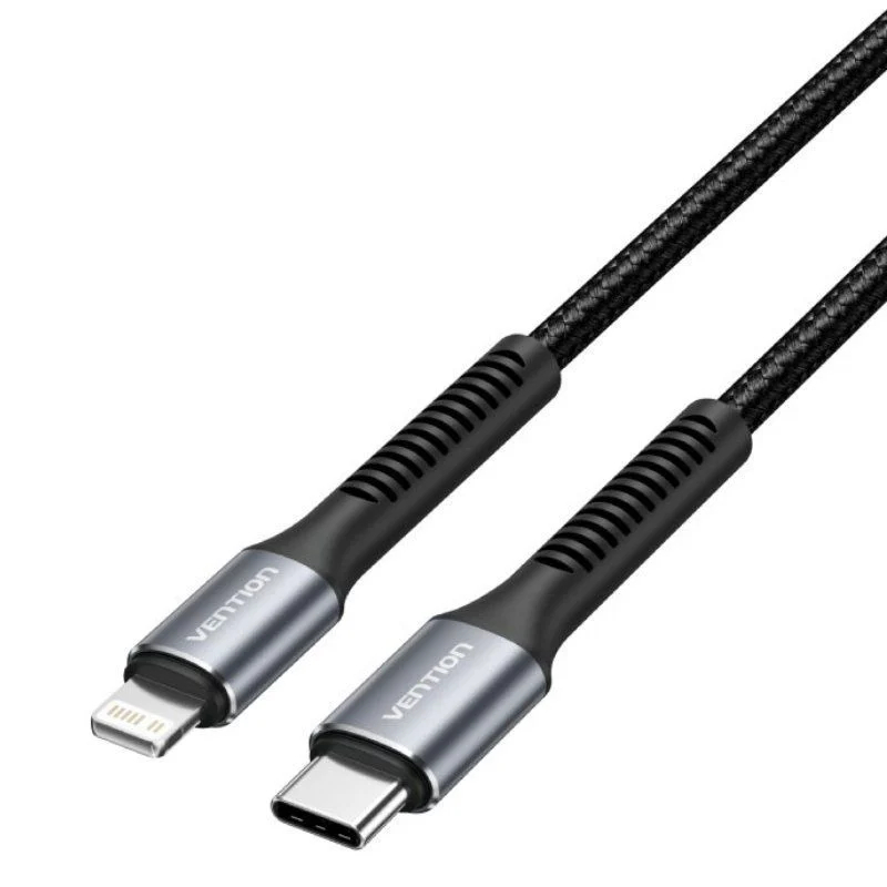 CABLE USB-C A LIGHTNING TRENZADO 1 M NEGRO VENTION