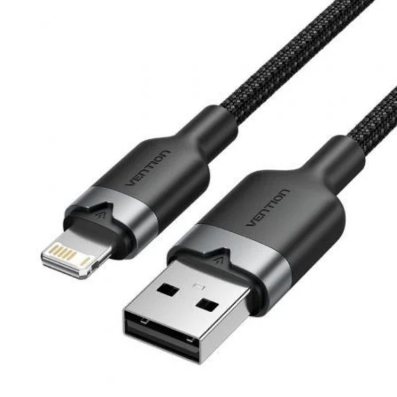 CABLE 2.0 USB A LIGHTNING TRENZADO 1 M NEGRO VENTION