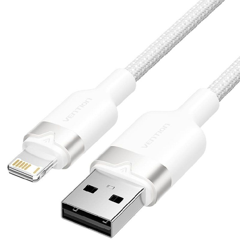 CABLE 2.0 USB A LIGHTNING TRENZADO 2 M BLANCO VENTION