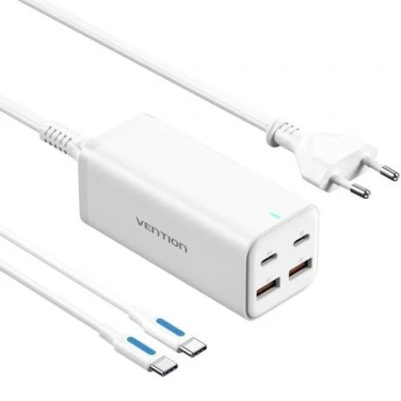 CARGADOR PARED 100W 2xUSB-C + CABLE USB-C/ 2xUSB-A BLANCO VENTION