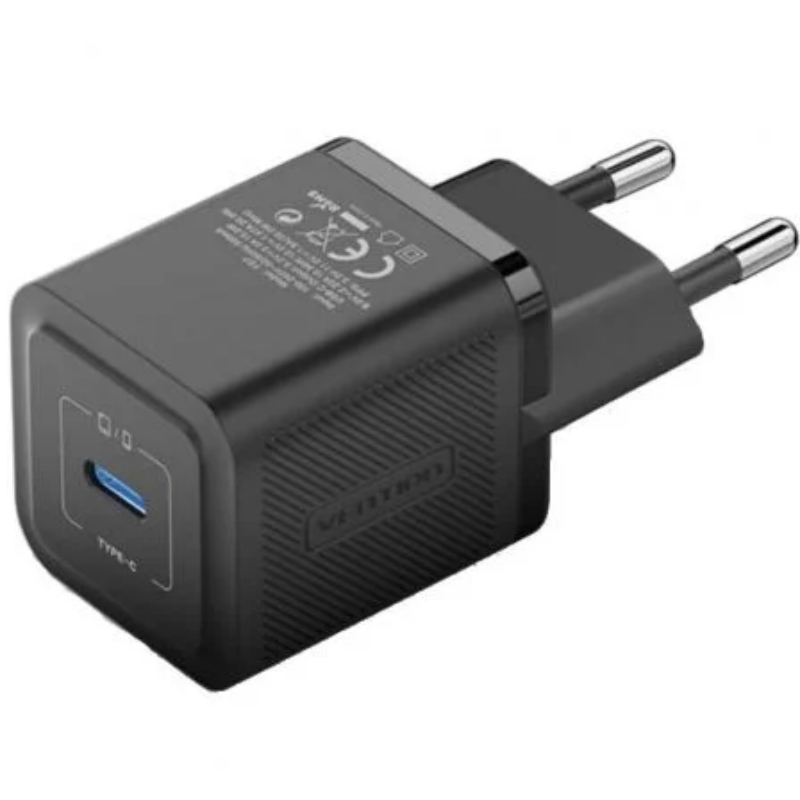 CARGADOR PARED GAN 20W USB-C NEGRO VENTION