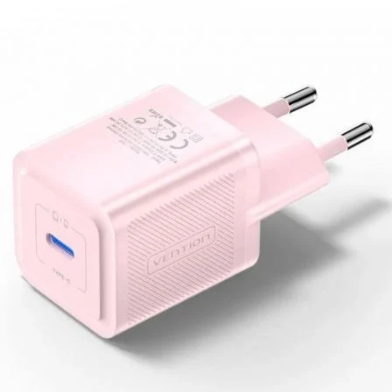 CARGADOR PARED GAN 20W USB-C ROSA VENTION