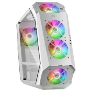 CAJA ATX SEMITORRE GAMING MARS GAMING MC51 WHITE DISEÑO EXTREMO 5 VENTILADORES 120mm CHROMA RGB LATE