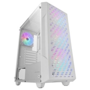 CAJA ATX SEMITORRE GAMING MARS GAMING MCGEO FRONTAL BLANCO DE MALLA GEOMETRICA 4x120mm FRGB RAINBOW