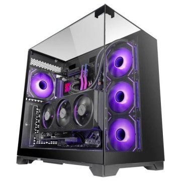 CAJA ATX SEMITORRE GAMING MARS GAMING MCVISION TRIPLE CRISTAL TEMPLADO GPU 415mm 1x3.5 3x2.5 NEGRO