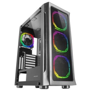 CAJA E-ATX TORRE GAMING MARS GAMING MC-NEO BLACK PREMIUM 4 VENTILADORES ARGB FRONTAL Y LATERAL DE CR