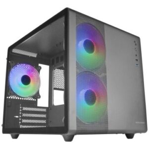CAJA MICROATX CUBE GAMING MARS GAMING MC400 BLACK FRONTAL MESH DISEÑO CUBE 3xVENTILADORES 120mm RGB