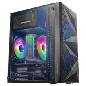CAJA MICROATX GAMING MARS GAMING MC-ME BLACK FRONTAL MESH CON 2 VENTILADORES FRGB 120mm LATERAL DE C