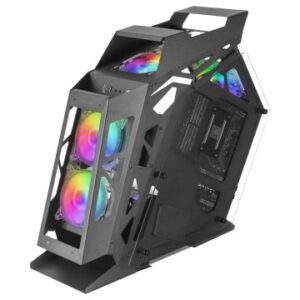 CAJA MICROATX GAMING MARS GAMING MC61 BLACK DISEÑO PREMIUM CONTROLADORA ARGB CON MANDO 4 VENTILADORE