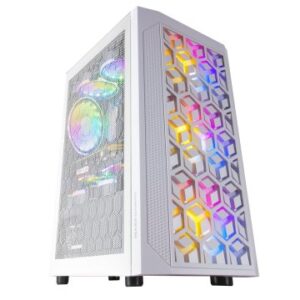 CAJA MICROATX GAMING MARS GAMING MCMESH WHITE DISEÑO COMPACTO FRONTAL MESH CON 3 VENTILADORES DE 120