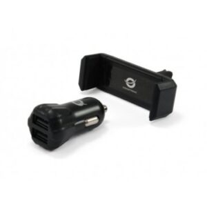 CARGADOR DE COCHE CONCEPTRONIC 5V 2xUSB PARA COCHE 12/24V + SOPORTE SMARTPHONE TOMA VENTILACION CUSB