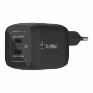 CARGADOR USB-C BELKIN 45W WCH011VFBK 2xUSB-C GAN BOOST CHARGE PRO NEGRO