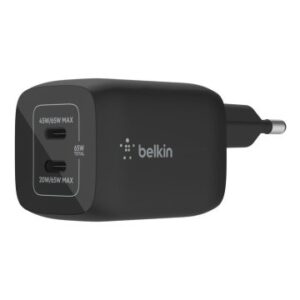 CARGADOR USB-C BELKIN 65W WCH013VFBK 2xUSB-C GAN BOOST CHARGE PRO 65W NEGRO